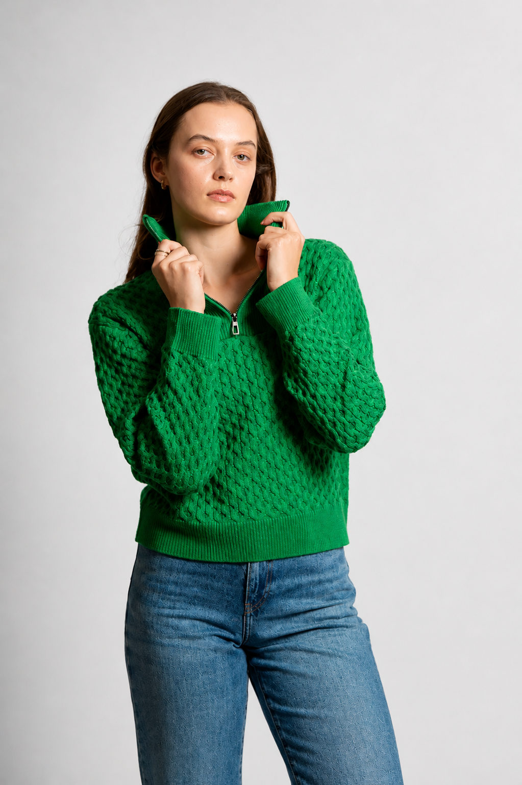 Fields - Aran Honeycomb Quarter Zipper