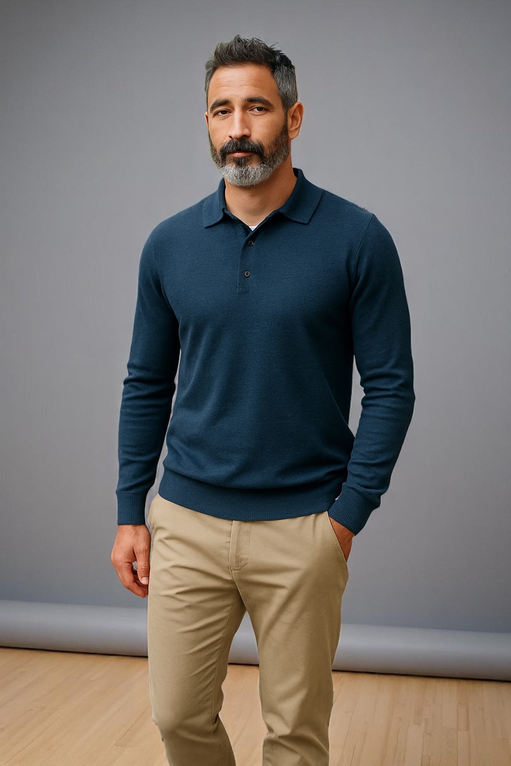 Fields Classics Pure Merino Wool Three-Button Collar