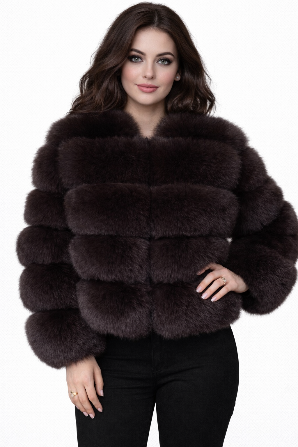 Real Fox fur luxury women coat