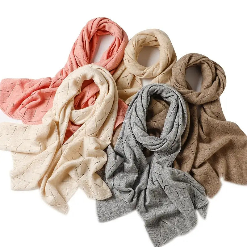 Unisex Luxury Soft Ribbed Pure Cashmere Scarf