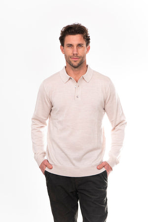 Fields Classics Pure Merino Wool Three-Button Collar Jumper – Machine Washable with Woolmark Certification