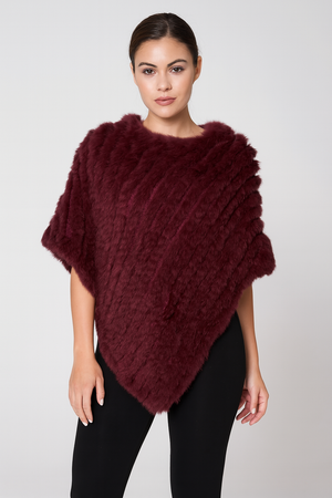 Angora Fur Knitted Natural Fur Poncho
