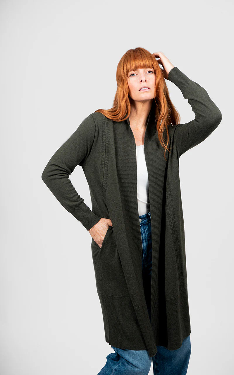 Bridge & Lord - Long Line Rib Trim Cardigan