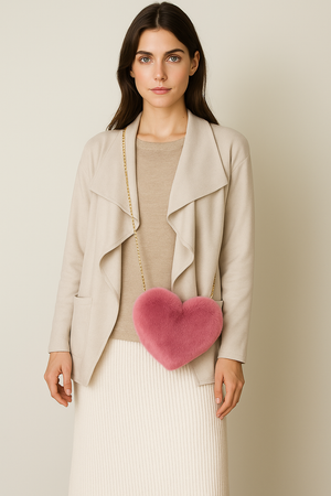 Furry Love Heart Handbags Cute