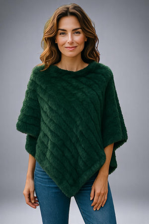 Angora Fur Knitted Natural Fur Poncho