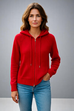 Pure cashmere two way Full zip hoodie No pockets
