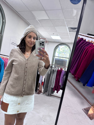 Hoodie Cardigan Pure Wool