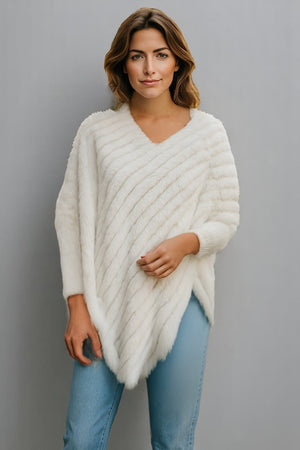 Angora Fur Knitted Natural Fur Poncho