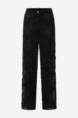 RICH & ROYAL BLACK FABRIC TROUSERS WITH SEQUINS