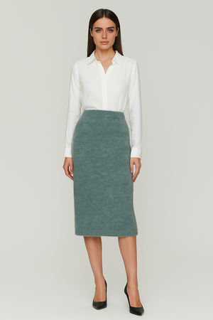 MOHAIR RIBBED KNIT SKIRT