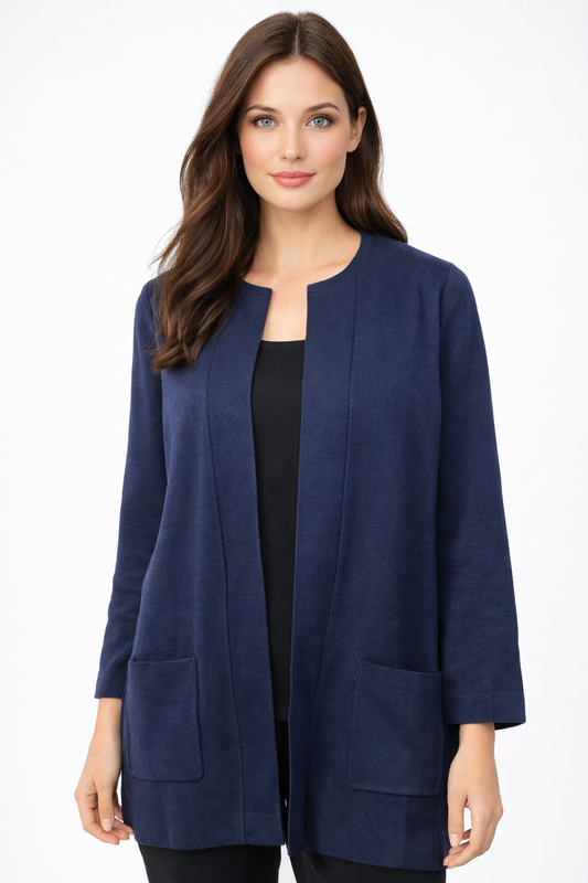WOOL / COTTON BLEND SWING COAT WITH POCKETS