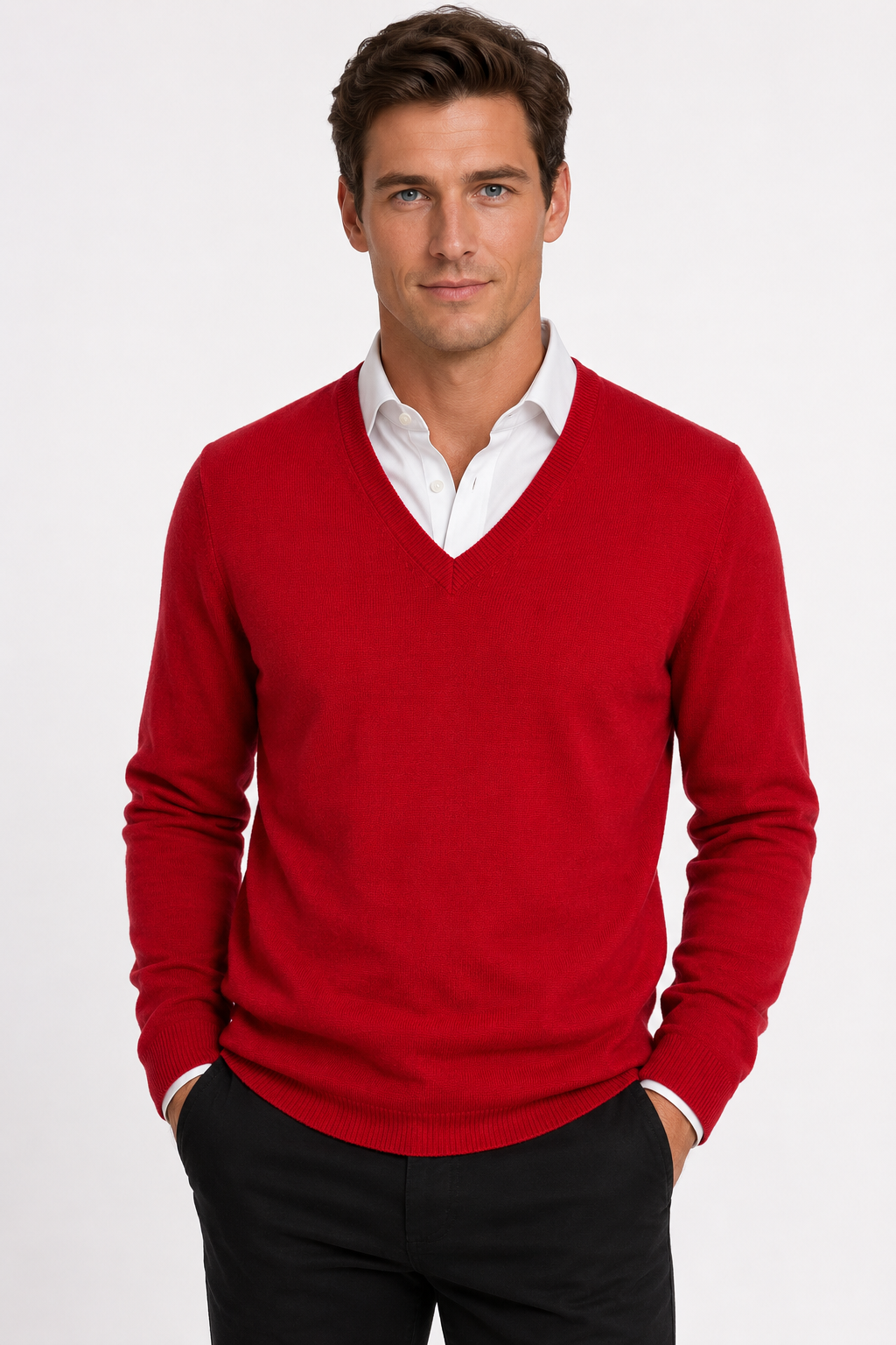 Sovrano Pure wool deep Vee neck pullover Small Cut