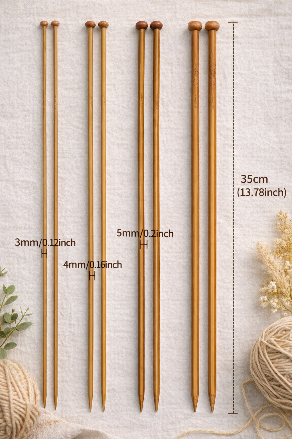 1Pc Bamboo Knitting Needle