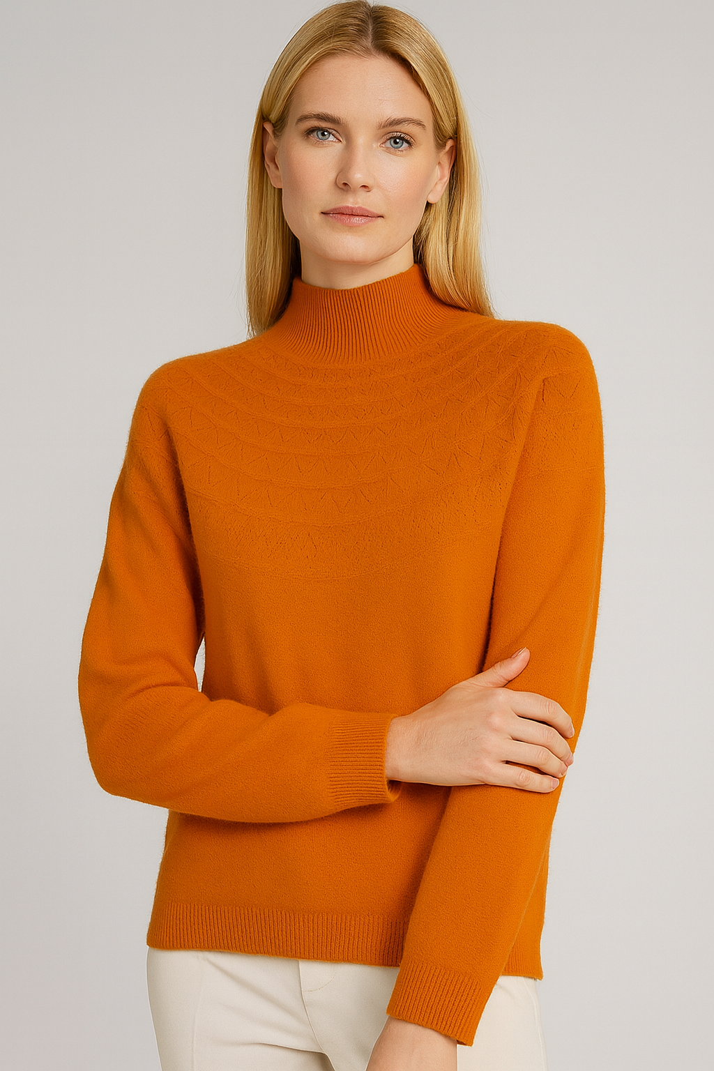 Pure Wool Mock Neck Half Pattern Knit on Australia