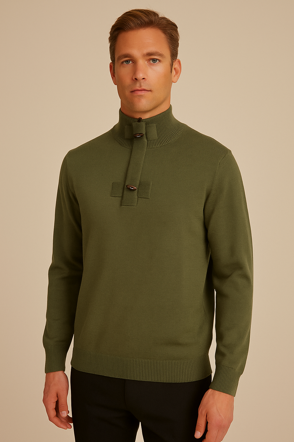 Zip mock-turtleneck sweater