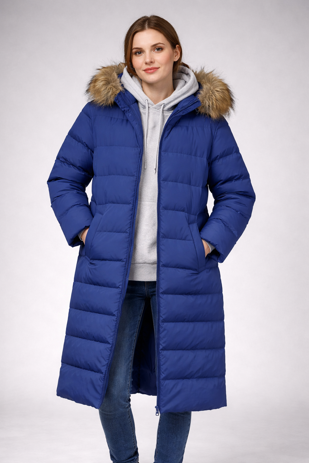 SABENA Lightweight Down Jacket with Hood – Long Puffer Coat