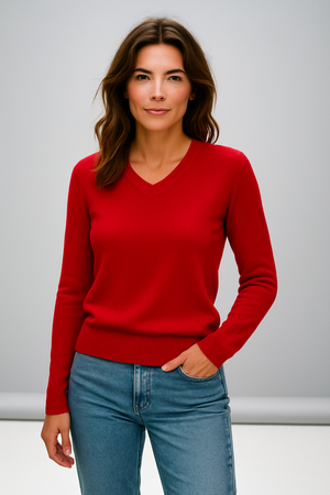 Sovrano Ladies Pure wool deep Vee neck pullover