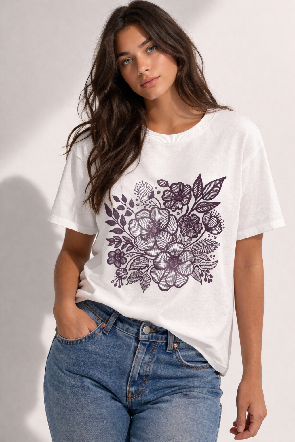 Rich & Royal Organic Cotton T-Shirt in White with Print