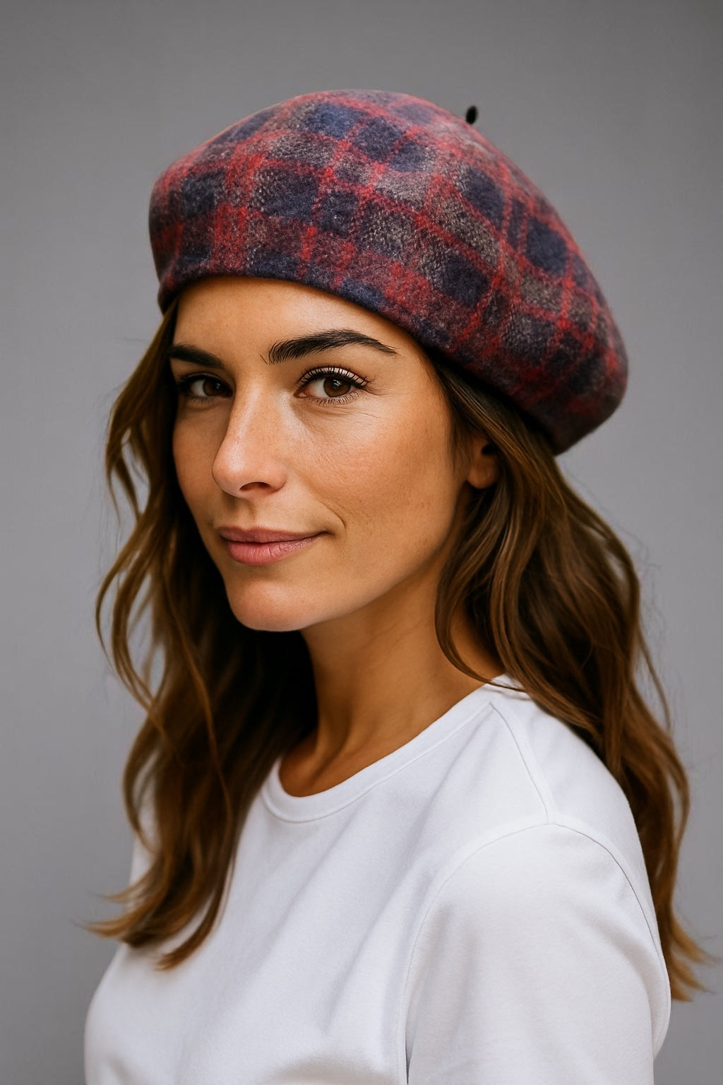 PATTERNED PURE WOOL BERET