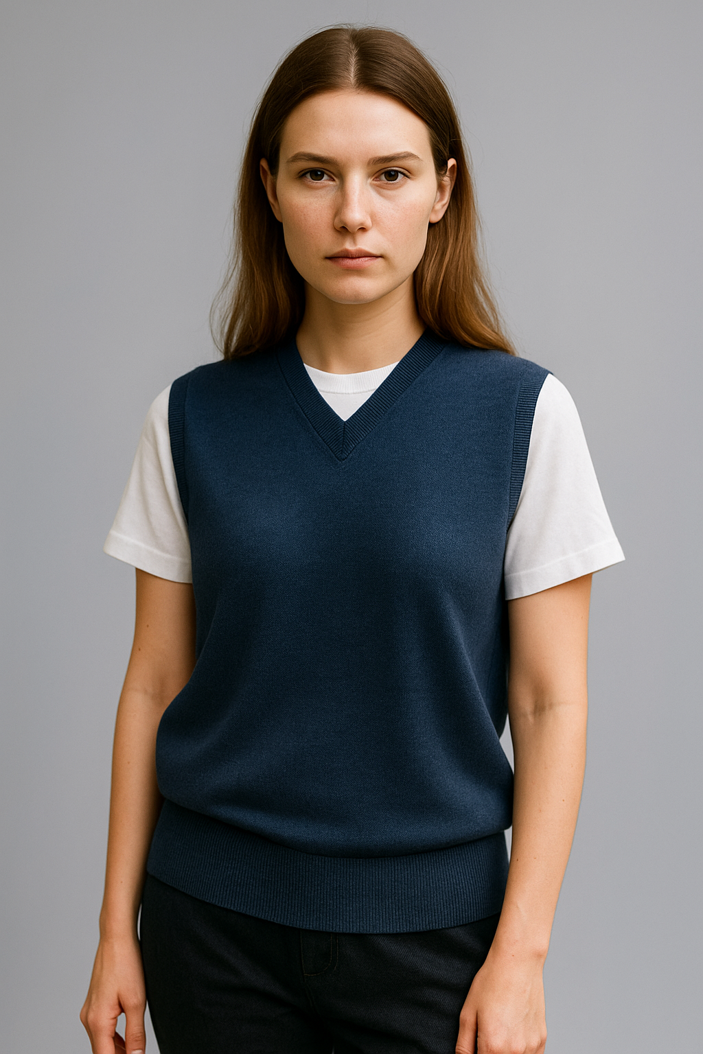 Pure merino wool Vest V-Neck  Fine Gage Ansett