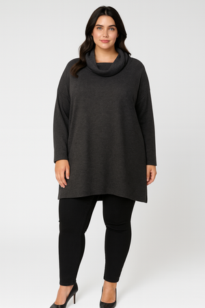 Fields Women Plus Size Roll neck Pullover With Pockets and line in the middle
