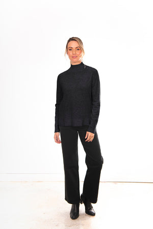 HIGH NECK PULLOVER WITH ZIG ZAG PATTERN