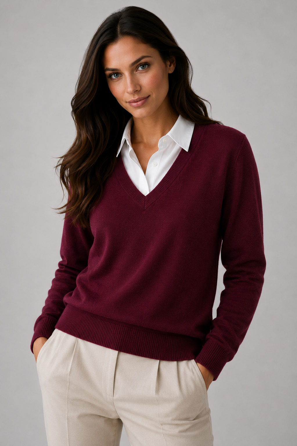 MTF Machine Washable Pure Wool V Neck Pullover