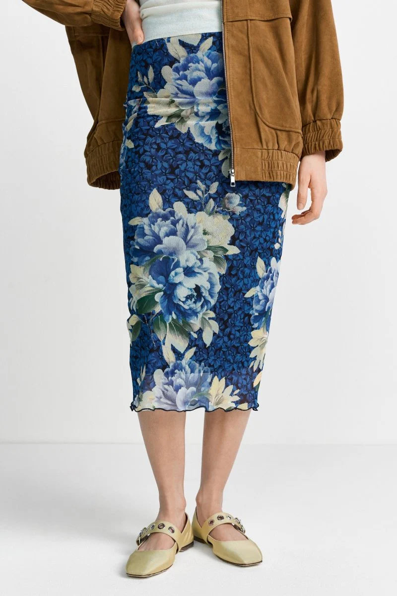 RICH & ROYAL MIDI SKIRT FLOWER-PRINT