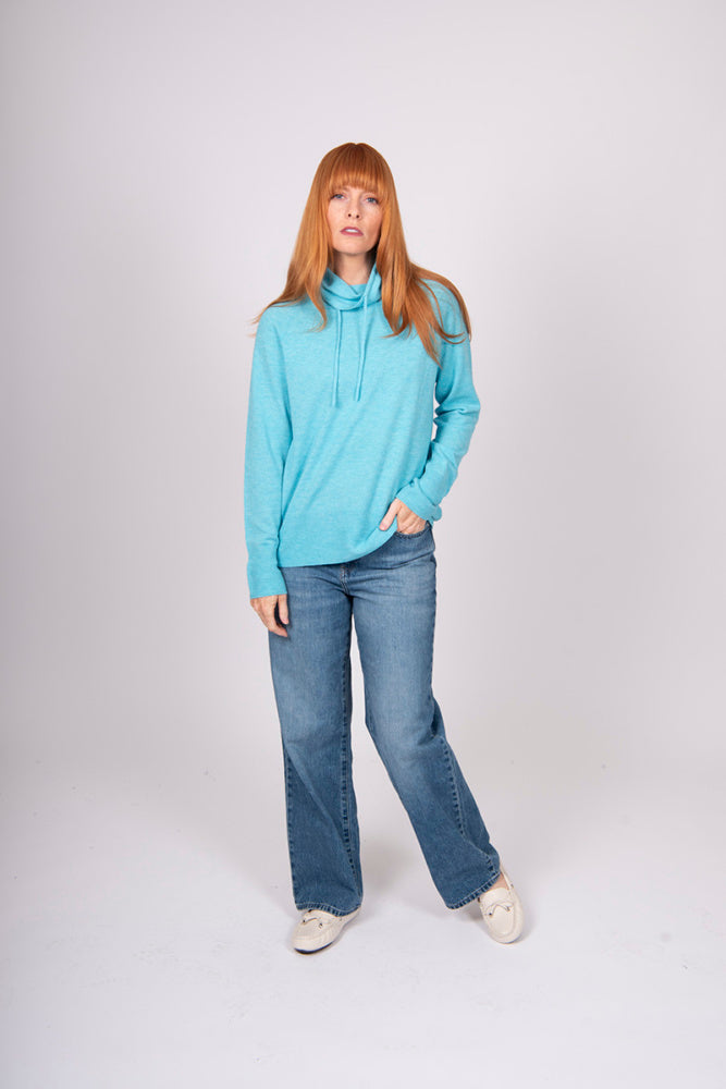 DRAWSTRING COLLAR RAGLAN PULLOVER