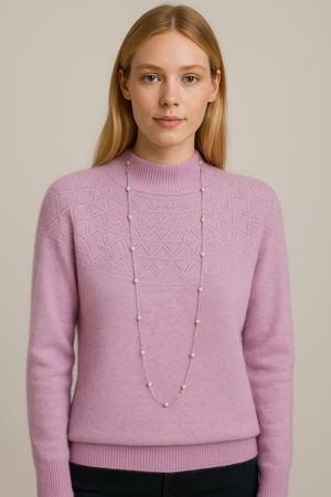 Pure Wool Mock Neck Half Pattern Knit on Australia