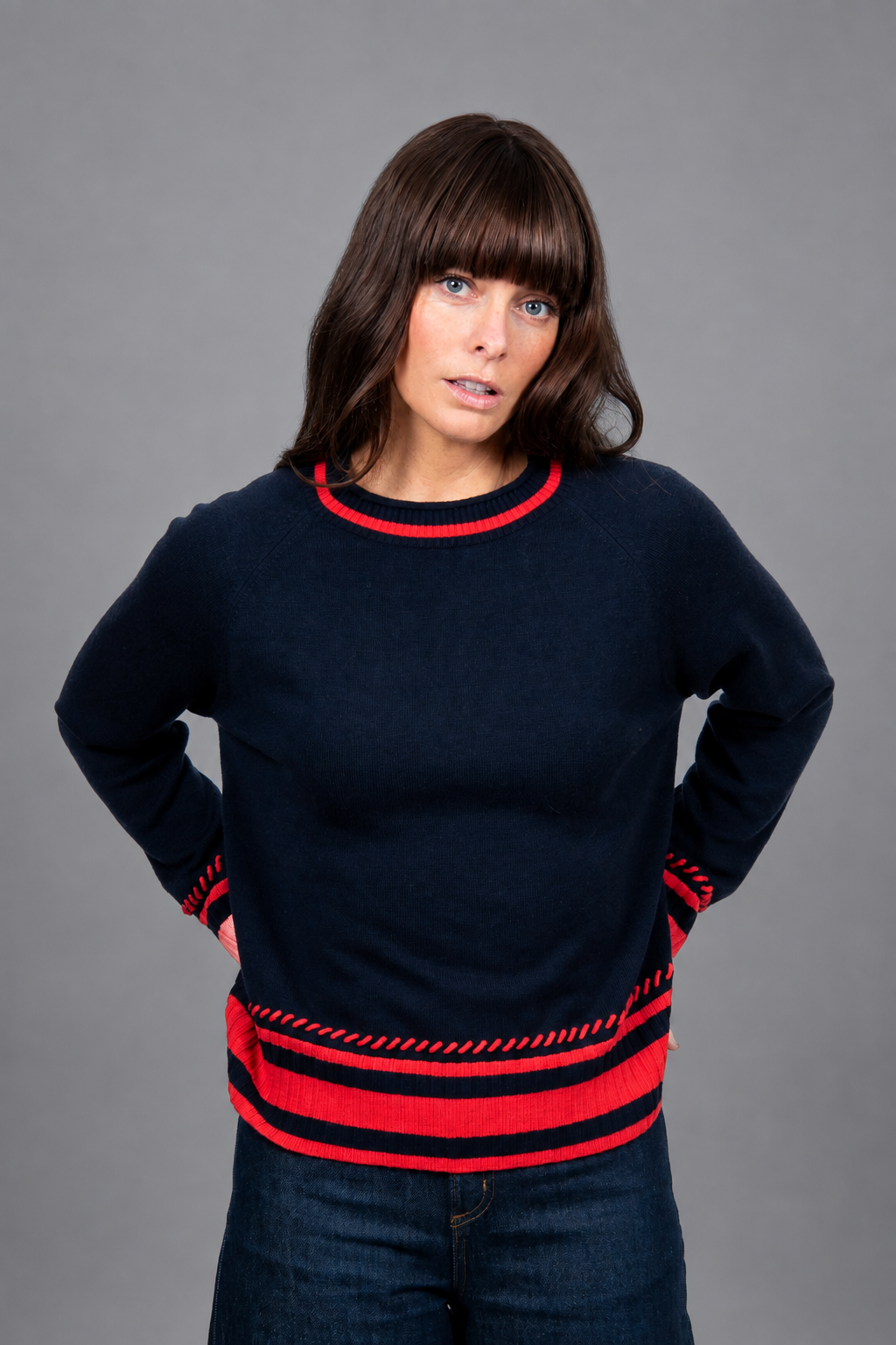 Bridge & Lord - Stripe Trim Raglan Pullover, view 5