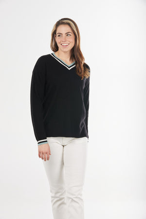 VEE PULLOVER WITH STRIPES