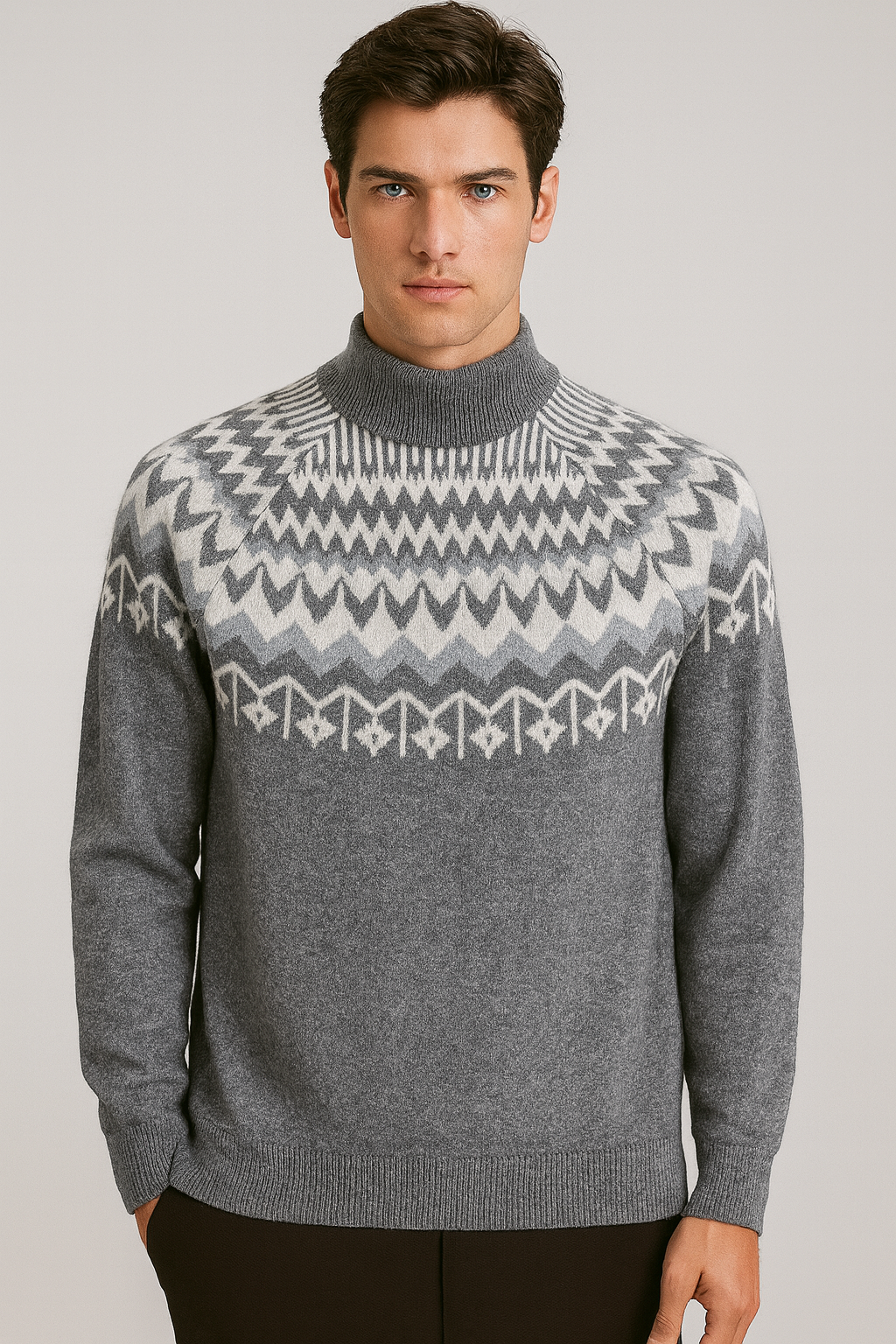 Pure Wool Mock Neck Pattern