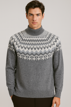 Pure Wool Mock Neck Pattern