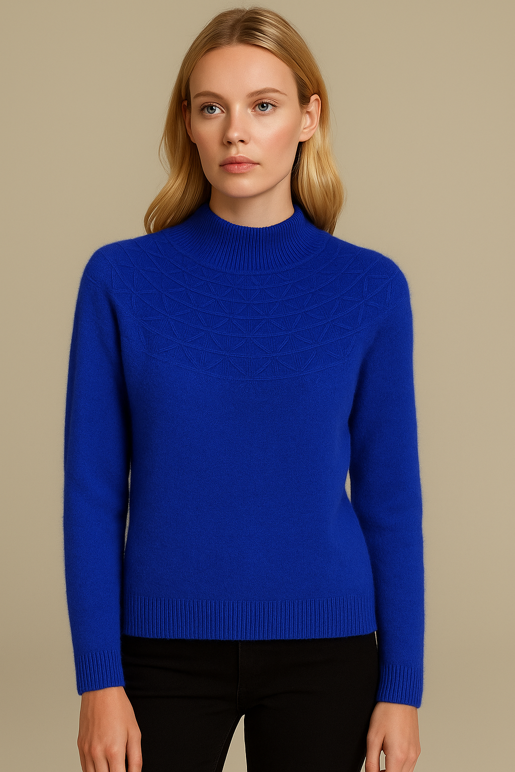 Pure Wool Mock Neck Half Pattern Knit on Australia