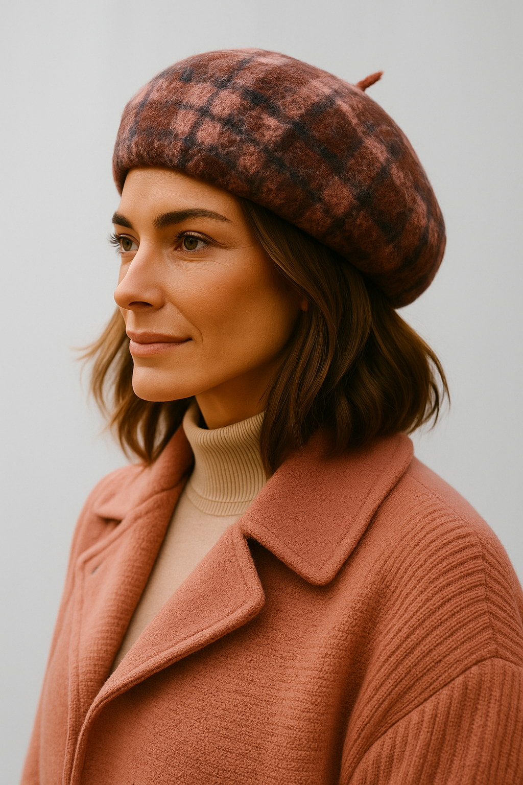 PATTERNED PURE WOOL BERET