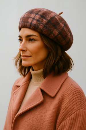 PATTERNED PURE WOOL BERET
