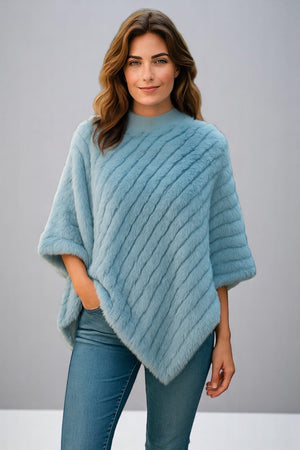 Angora Fur Knitted Natural Fur Poncho