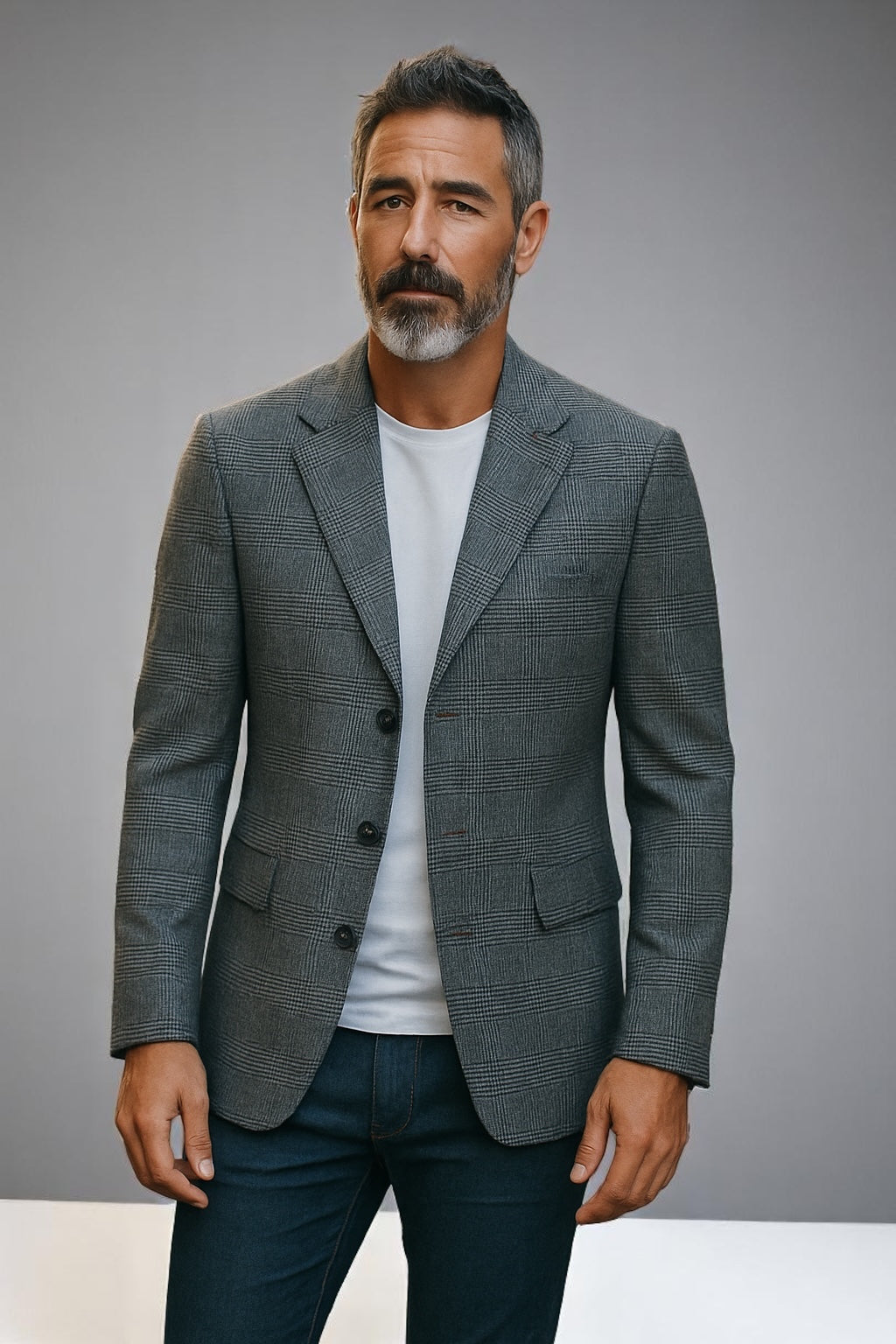 CHELSEA GREY CHECKED OVERCOAT