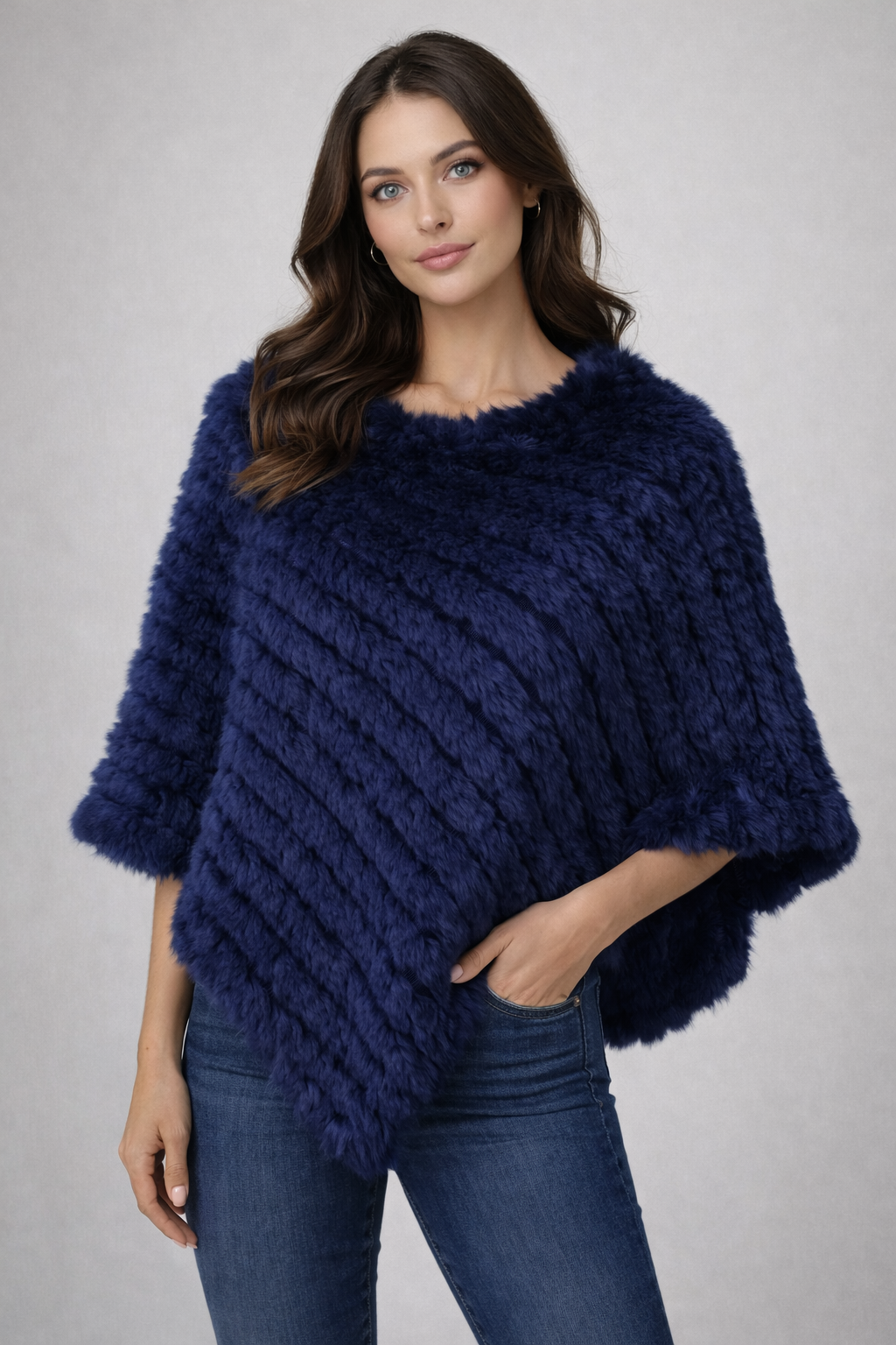 Soft Angora Fur Designer Poncho