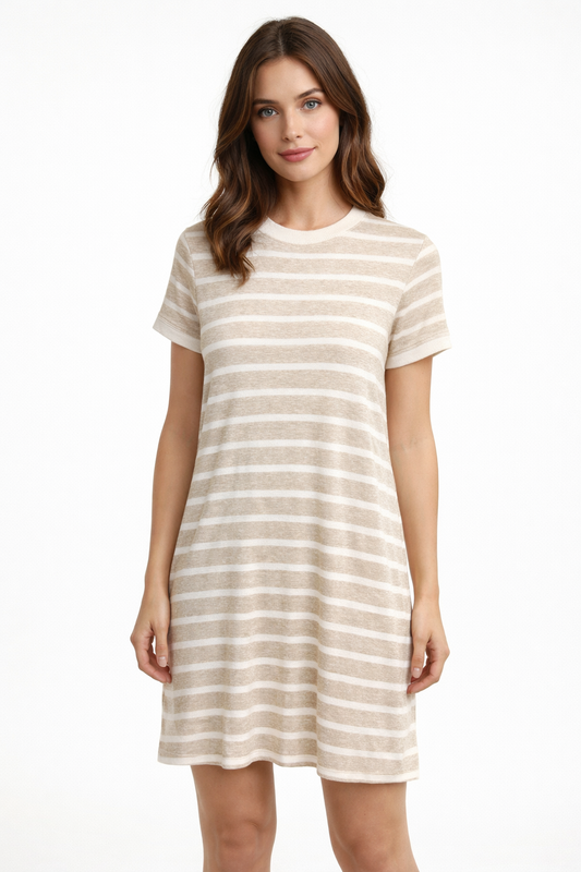 Bella Dahl Tee shirt dress sand Stripe