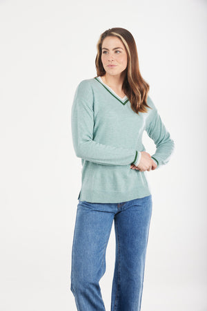 VEE PULLOVER WITH STRIPES