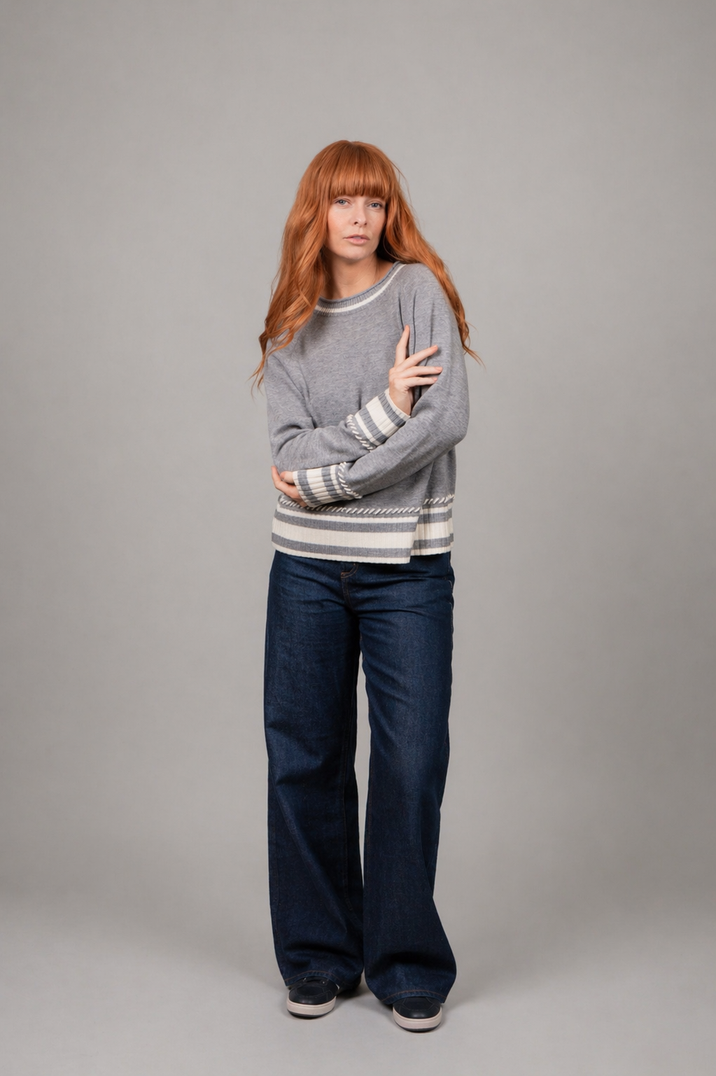 Bridge & Lord - Stripe Trim Raglan Pullover