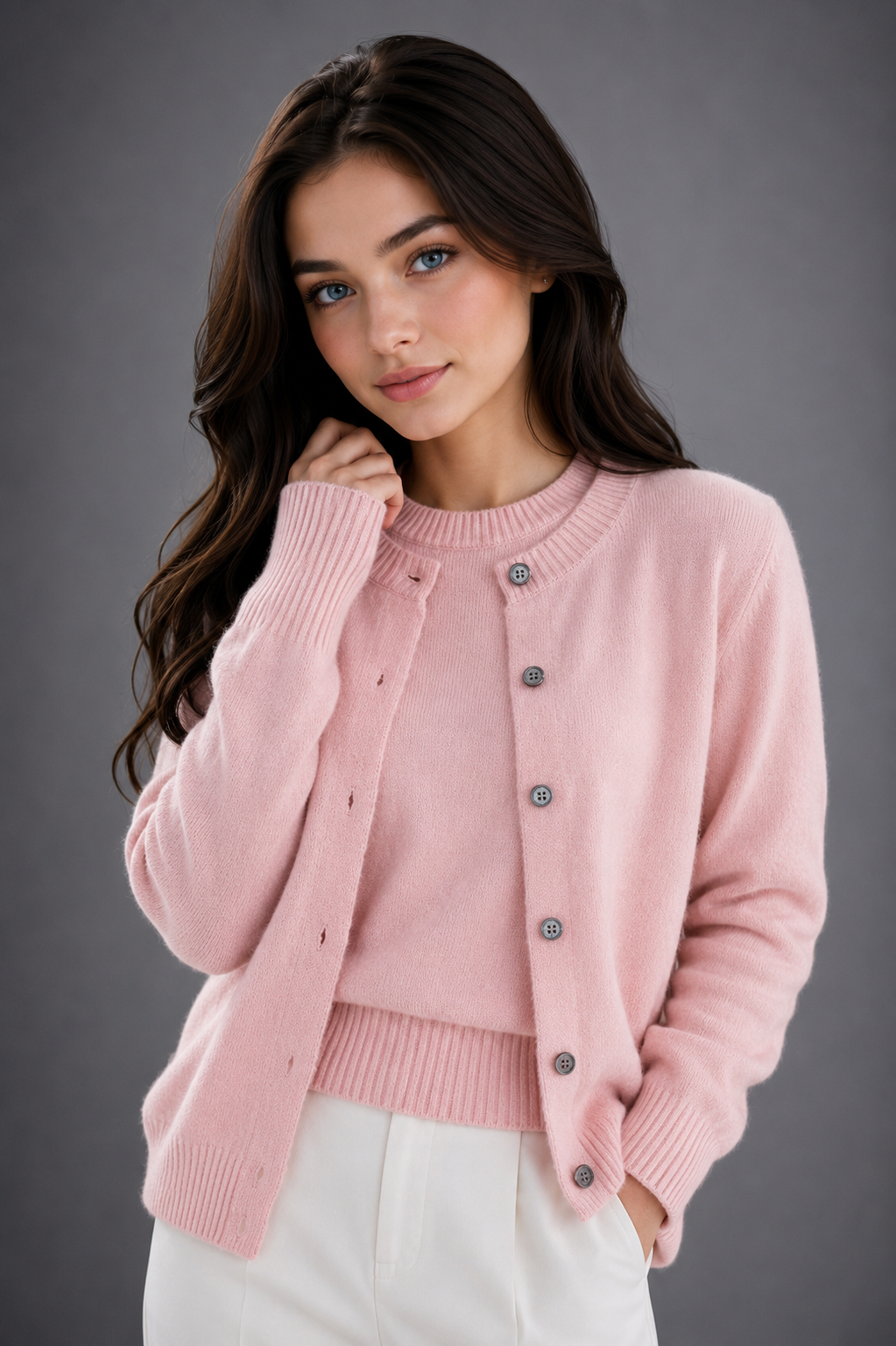 Pure Merino Wool Twin set Short sleeve and cardigan