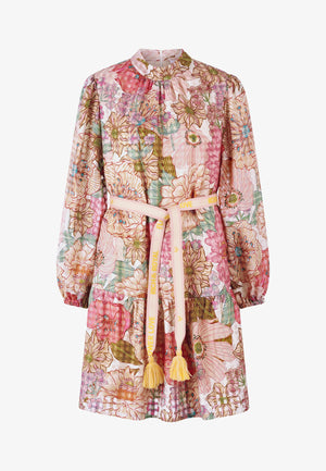 RICH & ROYAL PRINTED MIDI DAY DRESS WITH BELT