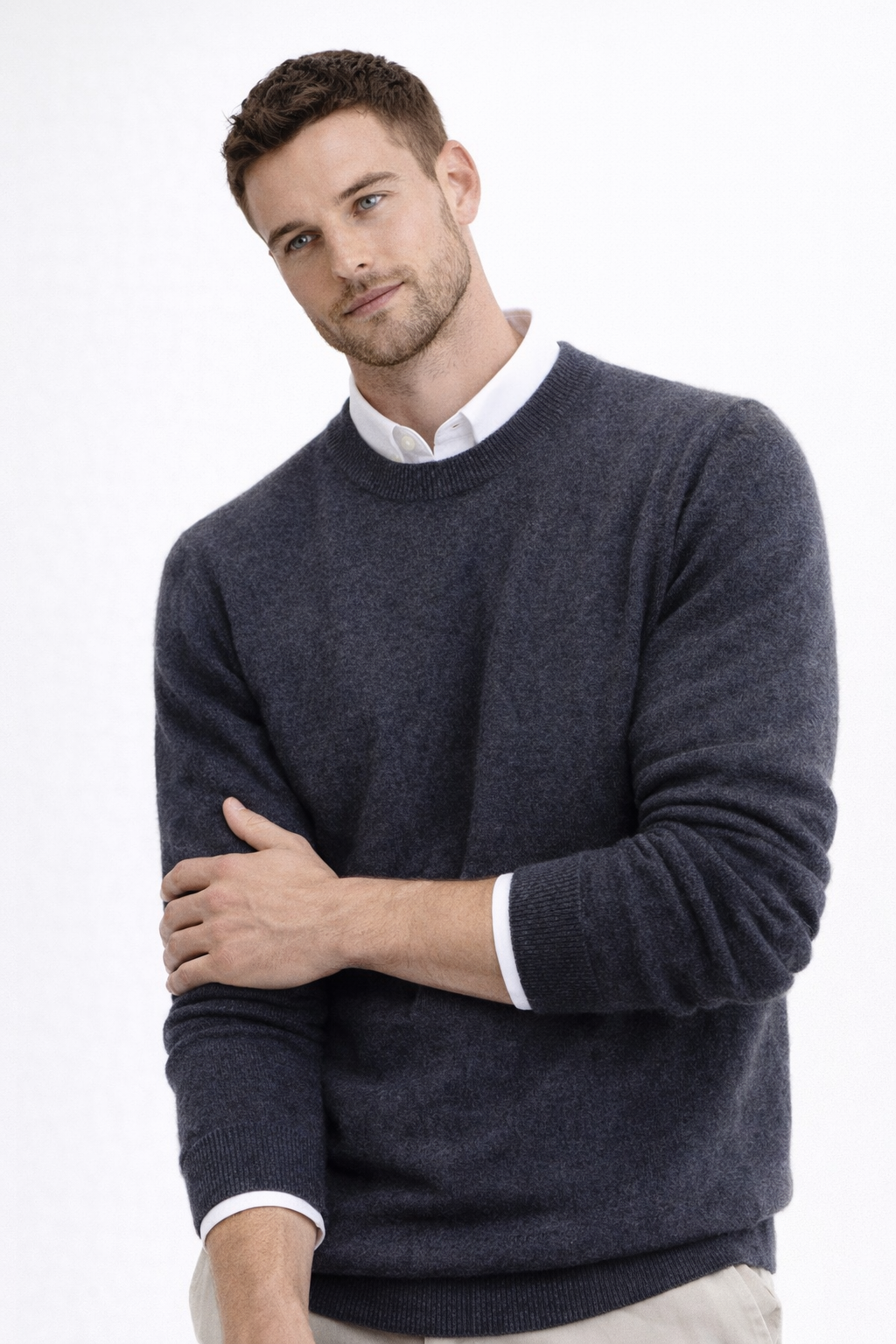 Men 100% Cashmere Crew Neck Pullover