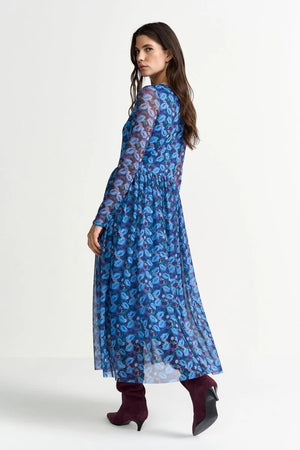 RICH & ROYAL LONG MESH DRESS WITH PRINT