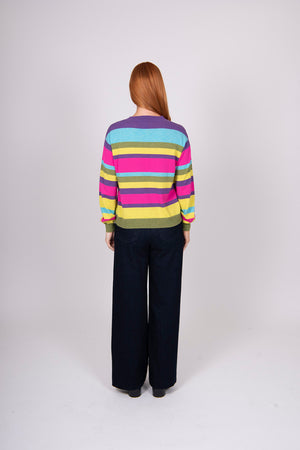 Multi Stripe Pullover with Fashion Sleeves Bridge & Lord Cashmere / Merino