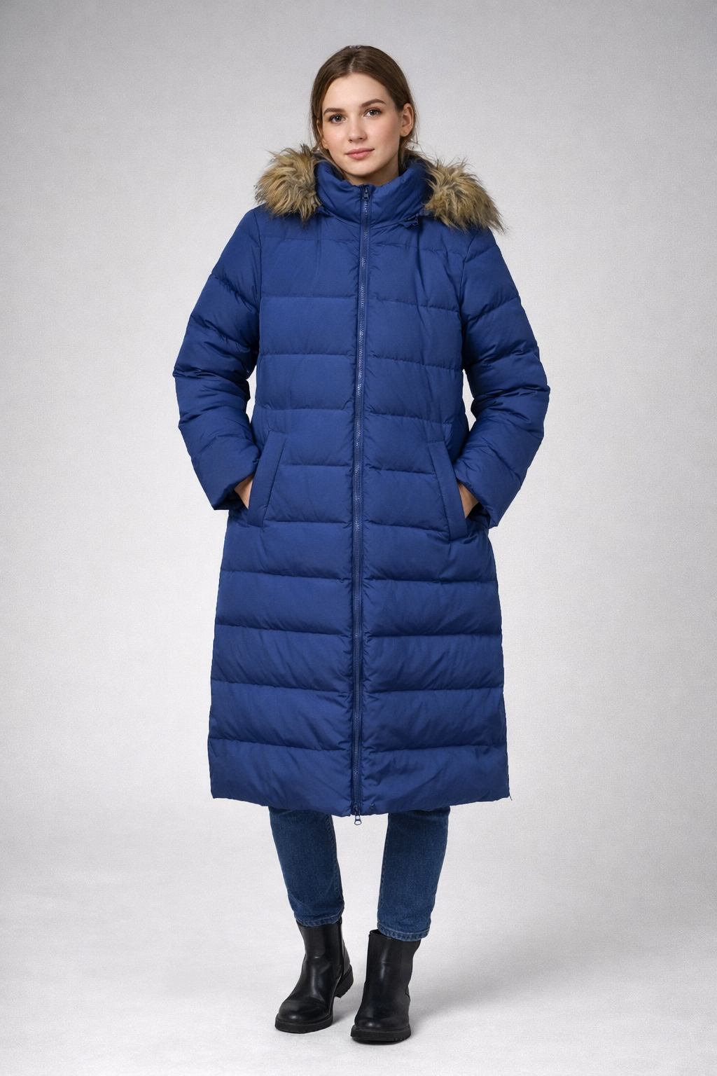 SABENA Lightweight Down Jacket with Hood – Long Puffer Coat