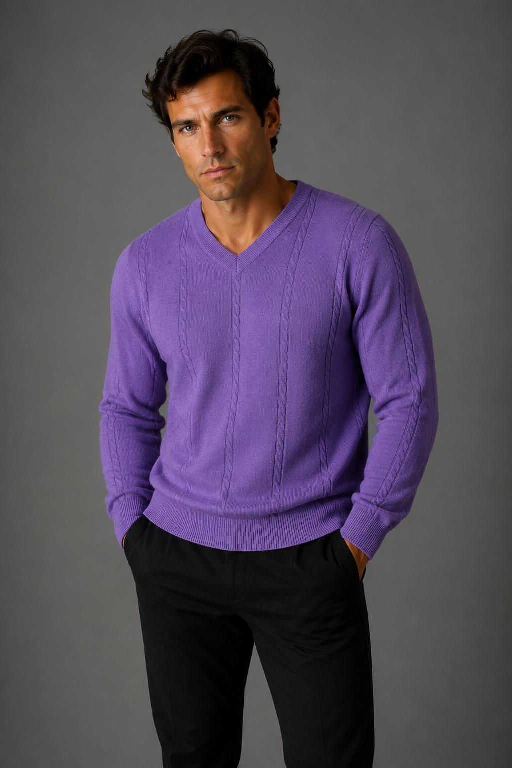 Cable V neck Pullover